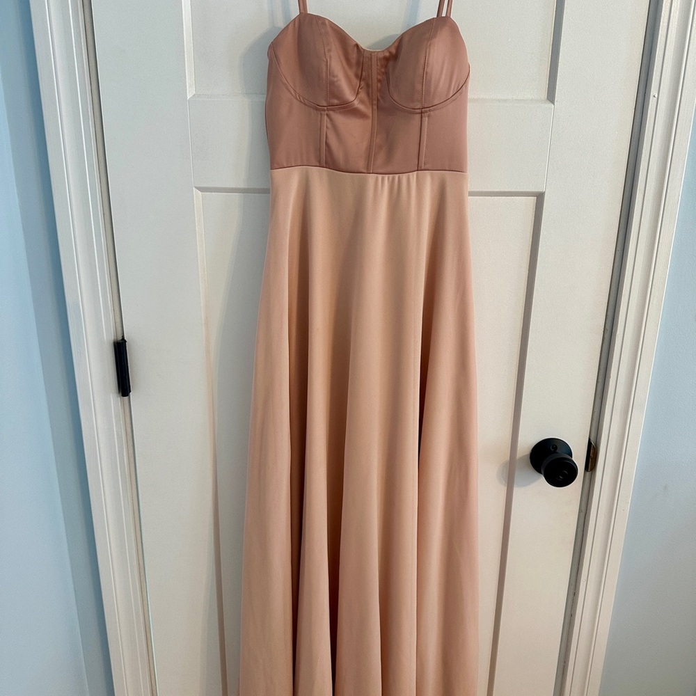 Lulu's Pink Sweetheart Spaghetti Strap Maxi Gown